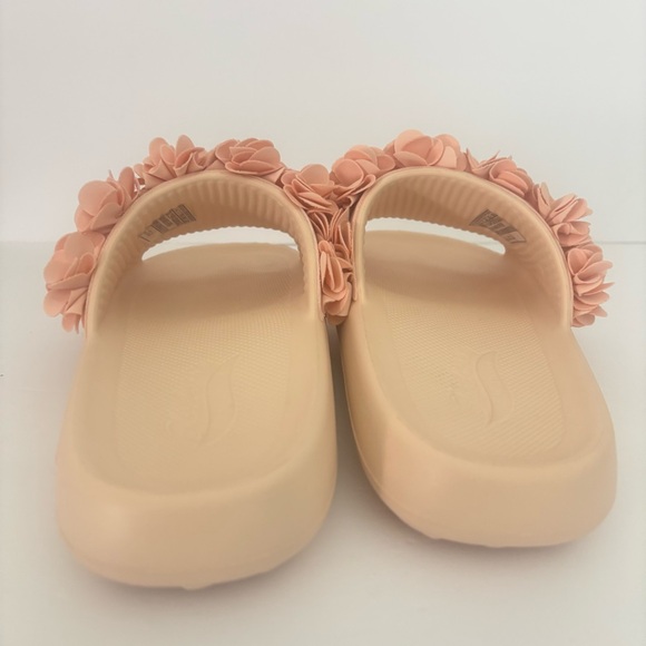 Skechers Arch Fit Nude Blush Floral Slide Sandals Women’s Size 9 Comfort - Picture 9 of 12